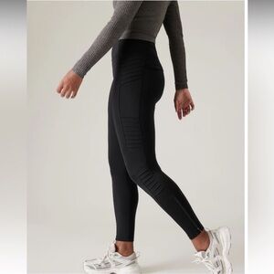 Athleta Delancey Gleam Moto Tight Leggings Black Size Medium Activewear